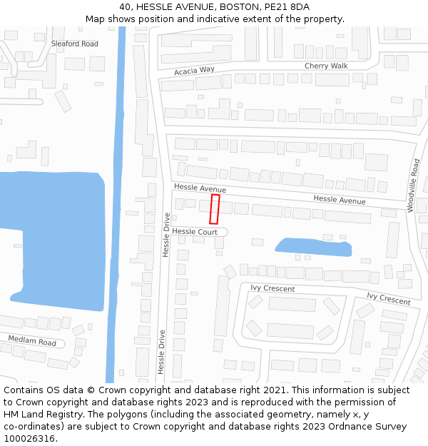 40, HESSLE AVENUE, BOSTON, PE21 8DA: Location map and indicative extent of plot