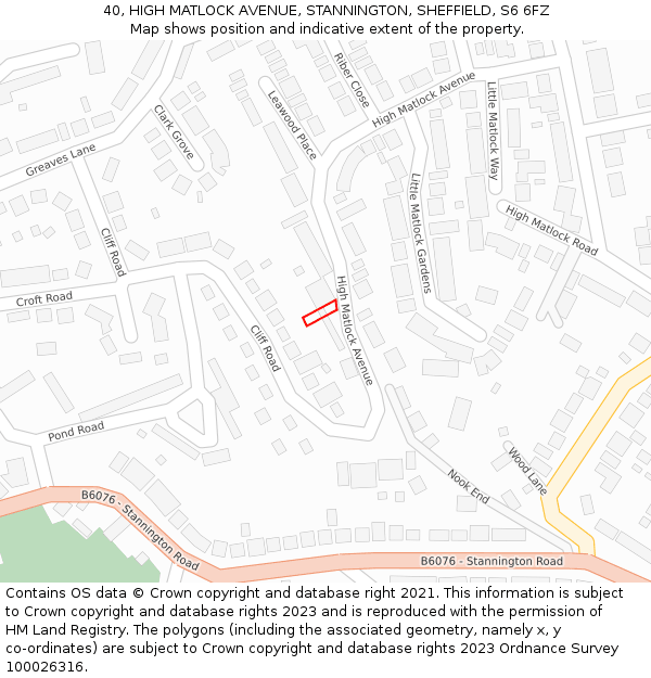40, HIGH MATLOCK AVENUE, STANNINGTON, SHEFFIELD, S6 6FZ: Location map and indicative extent of plot