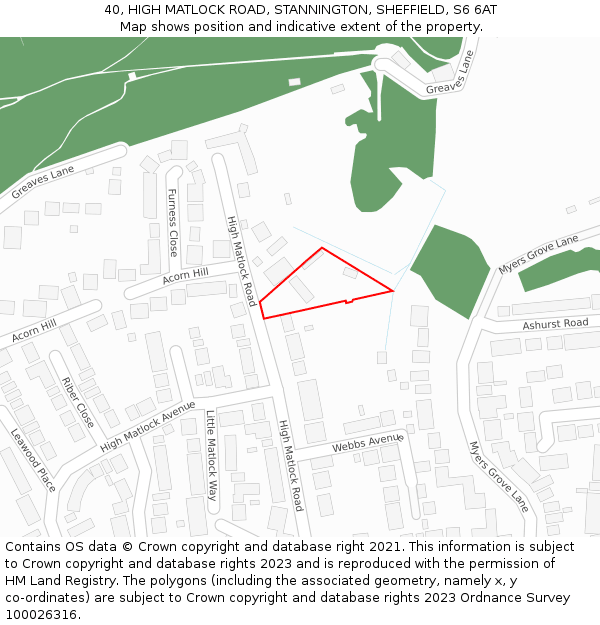 40, HIGH MATLOCK ROAD, STANNINGTON, SHEFFIELD, S6 6AT: Location map and indicative extent of plot