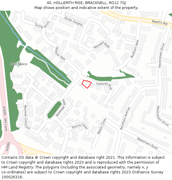 40, HOLLERITH RISE, BRACKNELL, RG12 7GJ: Location map and indicative extent of plot