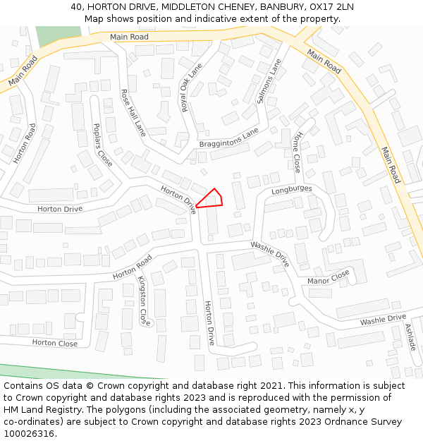 40, HORTON DRIVE, MIDDLETON CHENEY, BANBURY, OX17 2LN: Location map and indicative extent of plot