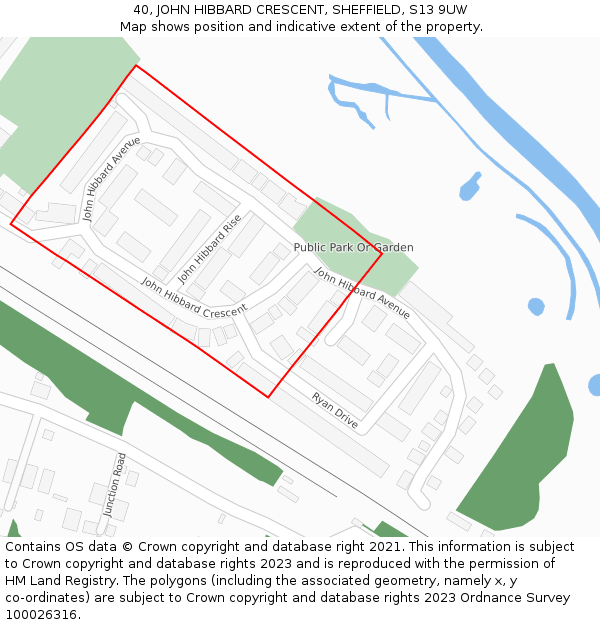 40, JOHN HIBBARD CRESCENT, SHEFFIELD, S13 9UW: Location map and indicative extent of plot