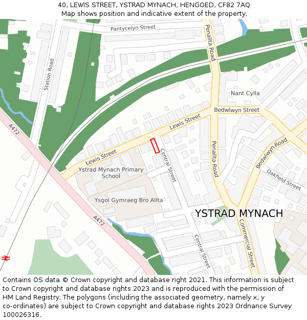 40, LEWIS STREET, YSTRAD MYNACH, HENGOED, CF82 7AQ: Location map and indicative extent of plot