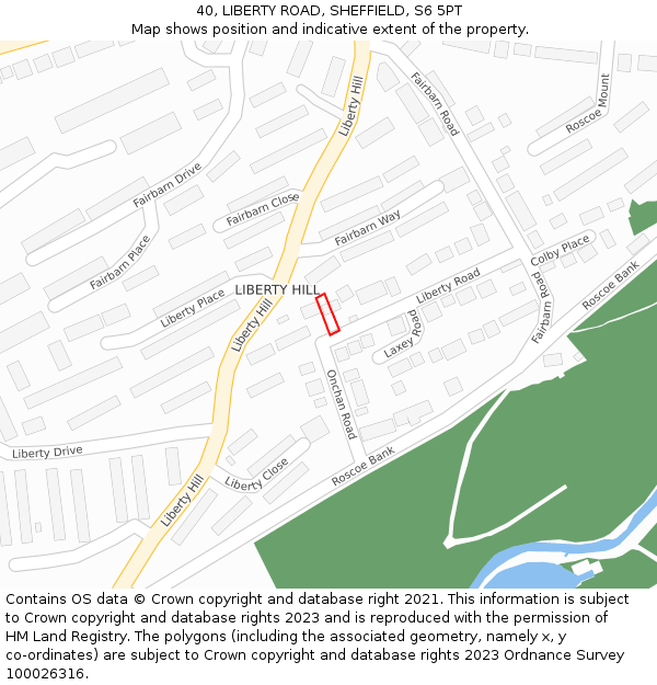 40, LIBERTY ROAD, SHEFFIELD, S6 5PT: Location map and indicative extent of plot