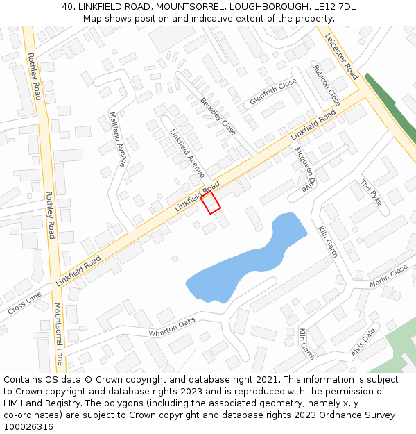 40, LINKFIELD ROAD, MOUNTSORREL, LOUGHBOROUGH, LE12 7DL: Location map and indicative extent of plot