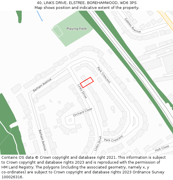 40, LINKS DRIVE, ELSTREE, BOREHAMWOOD, WD6 3PS: Location map and indicative extent of plot