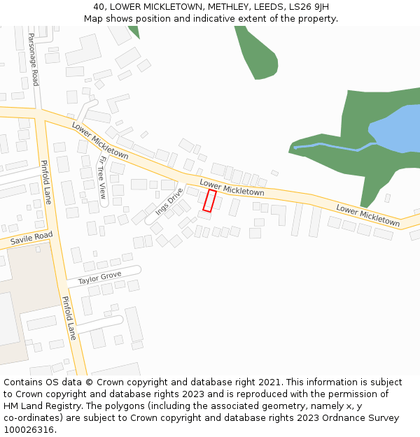 40, LOWER MICKLETOWN, METHLEY, LEEDS, LS26 9JH: Location map and indicative extent of plot