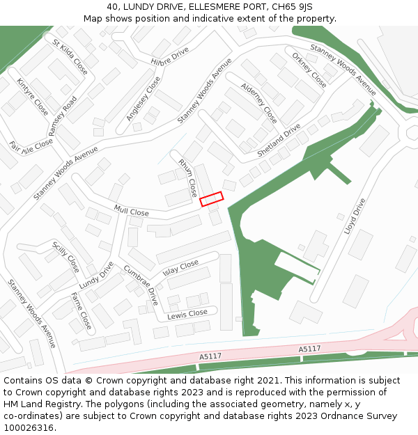 40, LUNDY DRIVE, ELLESMERE PORT, CH65 9JS: Location map and indicative extent of plot