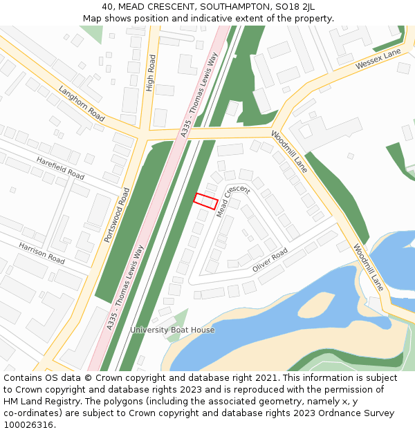 40, MEAD CRESCENT, SOUTHAMPTON, SO18 2JL: Location map and indicative extent of plot