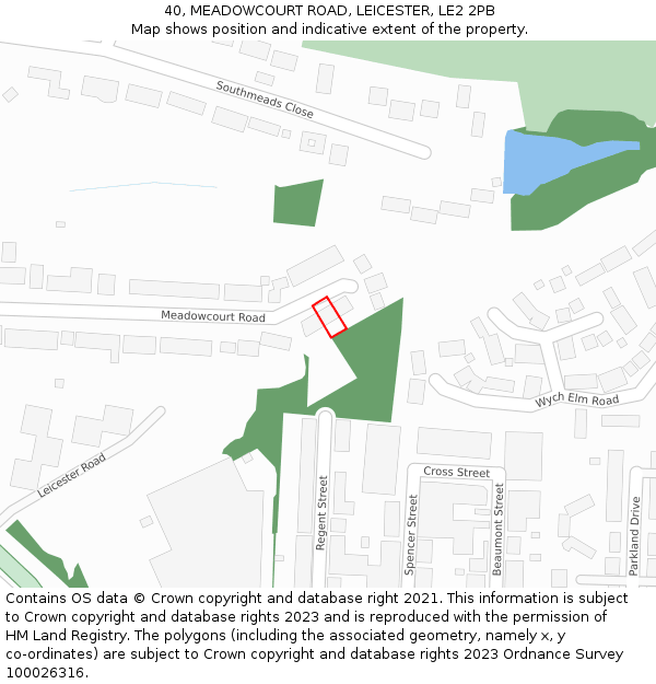 40, MEADOWCOURT ROAD, LEICESTER, LE2 2PB: Location map and indicative extent of plot