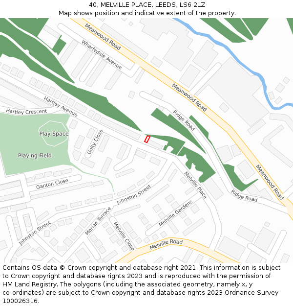 40, MELVILLE PLACE, LEEDS, LS6 2LZ: Location map and indicative extent of plot