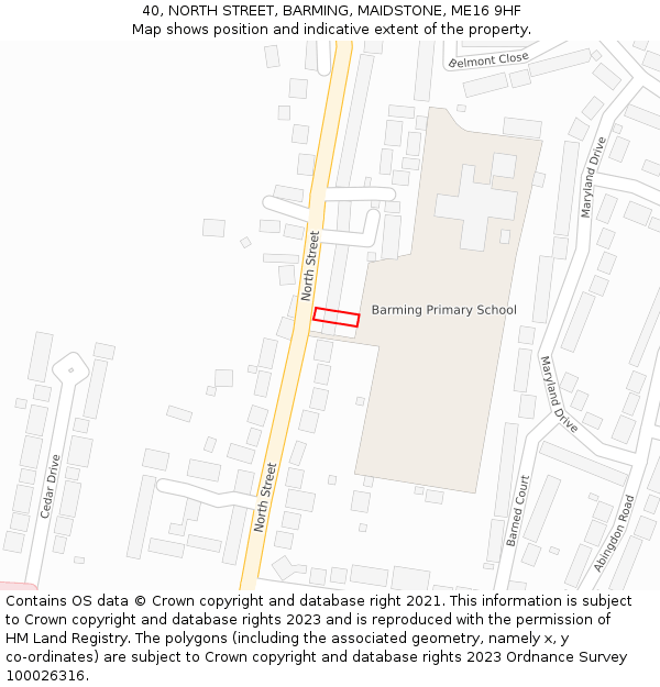 40, NORTH STREET, BARMING, MAIDSTONE, ME16 9HF: Location map and indicative extent of plot