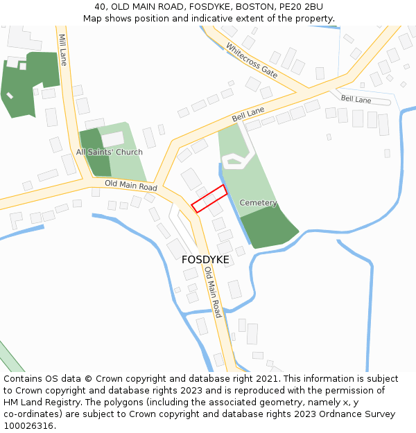 40, OLD MAIN ROAD, FOSDYKE, BOSTON, PE20 2BU: Location map and indicative extent of plot