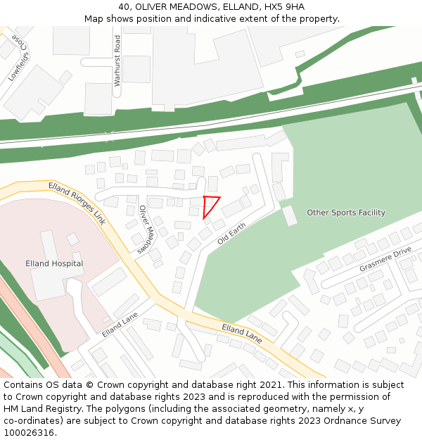 40, OLIVER MEADOWS, ELLAND, HX5 9HA: Location map and indicative extent of plot