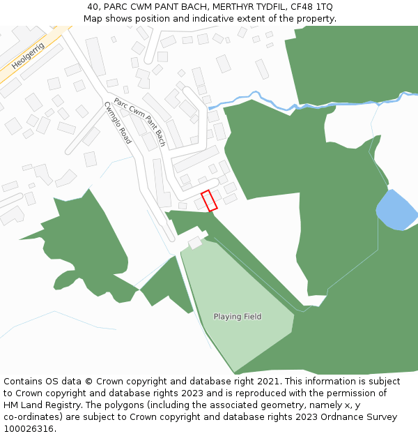 40, PARC CWM PANT BACH, MERTHYR TYDFIL, CF48 1TQ: Location map and indicative extent of plot