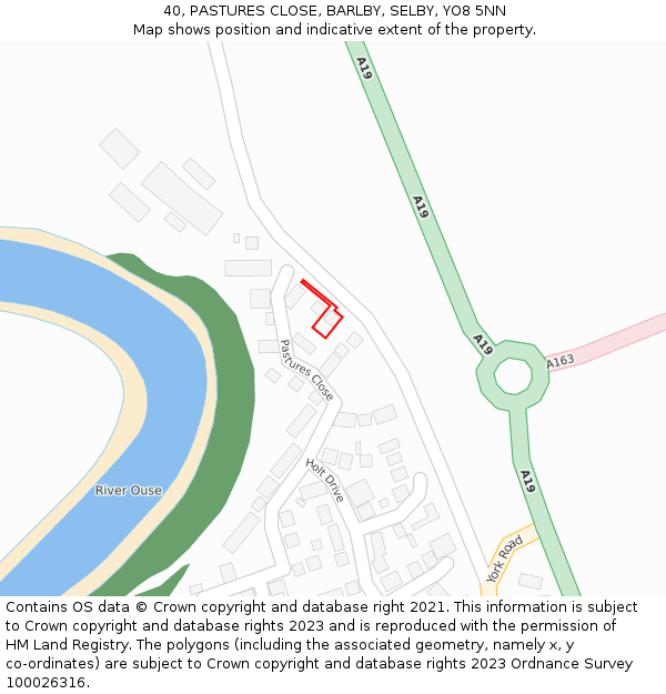 40, PASTURES CLOSE, BARLBY, SELBY, YO8 5NN: Location map and indicative extent of plot