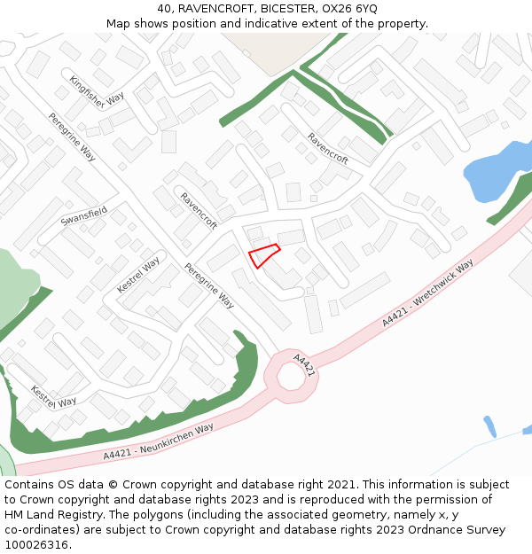 40, RAVENCROFT, BICESTER, OX26 6YQ: Location map and indicative extent of plot