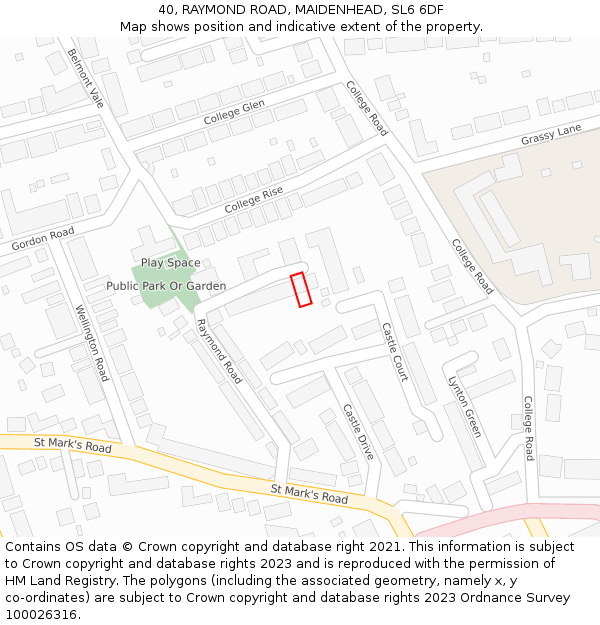 40, RAYMOND ROAD, MAIDENHEAD, SL6 6DF: Location map and indicative extent of plot