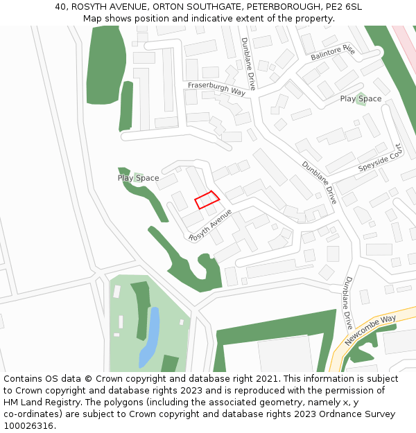 40, ROSYTH AVENUE, ORTON SOUTHGATE, PETERBOROUGH, PE2 6SL: Location map and indicative extent of plot