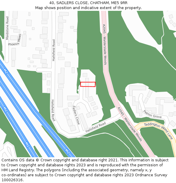 40, SADLERS CLOSE, CHATHAM, ME5 9RR: Location map and indicative extent of plot
