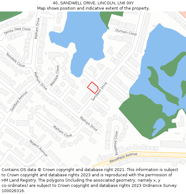 40, SANDWELL DRIVE, LINCOLN, LN6 0XY: Location map and indicative extent of plot