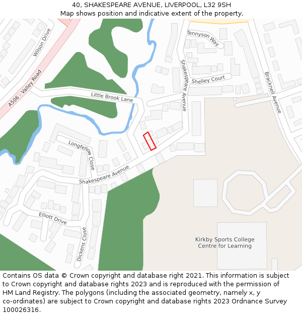 40, SHAKESPEARE AVENUE, LIVERPOOL, L32 9SH: Location map and indicative extent of plot