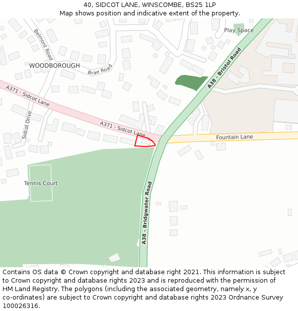 40, SIDCOT LANE, WINSCOMBE, BS25 1LP: Location map and indicative extent of plot