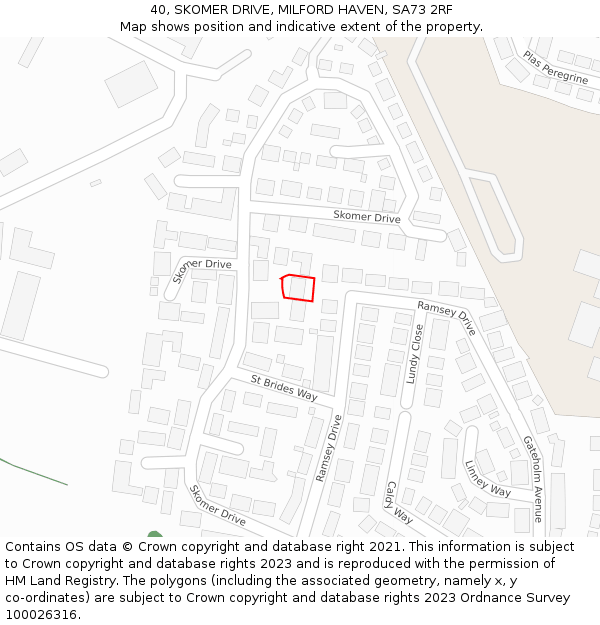 40, SKOMER DRIVE, MILFORD HAVEN, SA73 2RF: Location map and indicative extent of plot