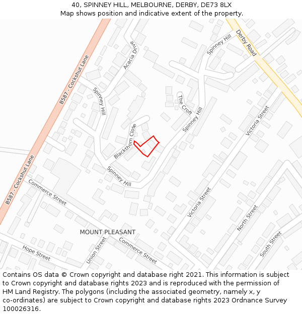 40, SPINNEY HILL, MELBOURNE, DERBY, DE73 8LX: Location map and indicative extent of plot