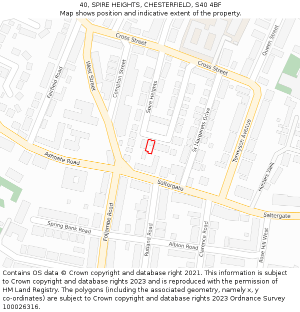 40, SPIRE HEIGHTS, CHESTERFIELD, S40 4BF: Location map and indicative extent of plot