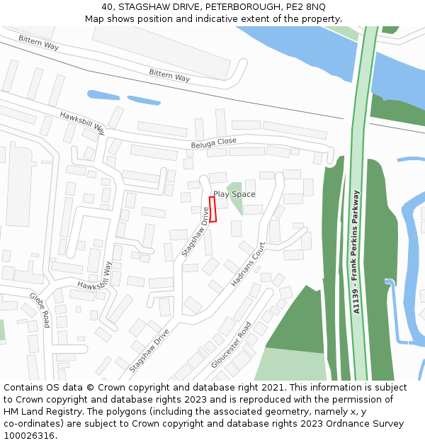 40, STAGSHAW DRIVE, PETERBOROUGH, PE2 8NQ: Location map and indicative extent of plot