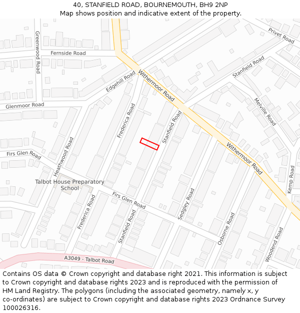 40, STANFIELD ROAD, BOURNEMOUTH, BH9 2NP: Location map and indicative extent of plot