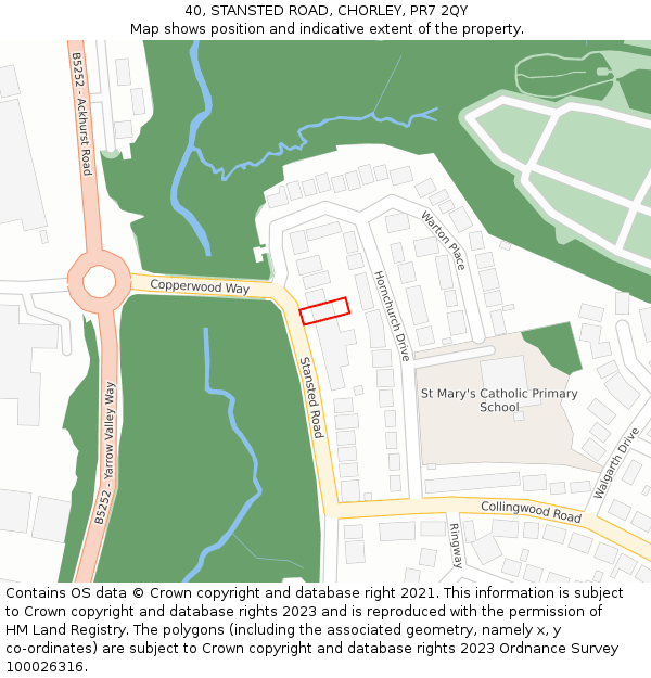40, STANSTED ROAD, CHORLEY, PR7 2QY: Location map and indicative extent of plot