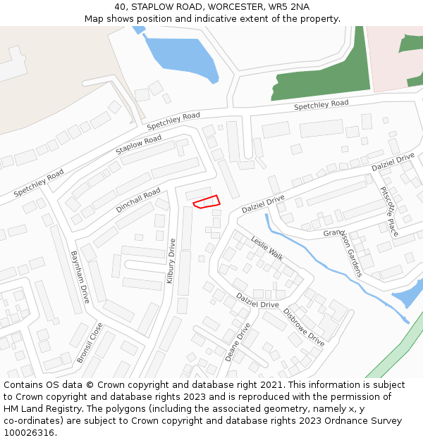 40, STAPLOW ROAD, WORCESTER, WR5 2NA: Location map and indicative extent of plot