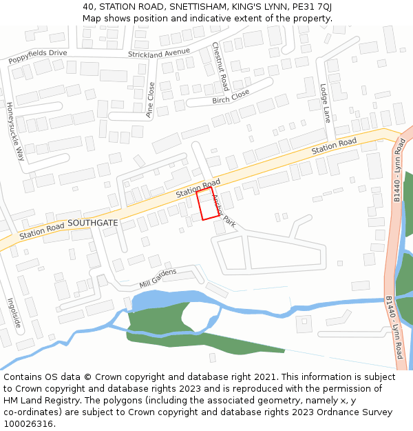 40, STATION ROAD, SNETTISHAM, KING'S LYNN, PE31 7QJ: Location map and indicative extent of plot