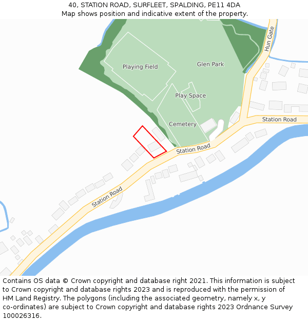 40, STATION ROAD, SURFLEET, SPALDING, PE11 4DA: Location map and indicative extent of plot