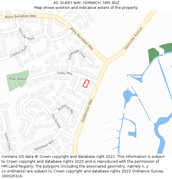 40, SUKEY WAY, NORWICH, NR5 9NZ: Location map and indicative extent of plot