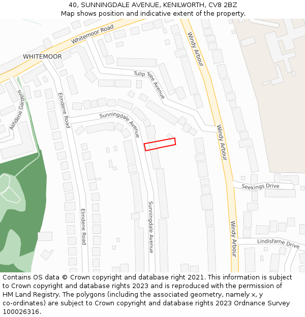 40, SUNNINGDALE AVENUE, KENILWORTH, CV8 2BZ: Location map and indicative extent of plot