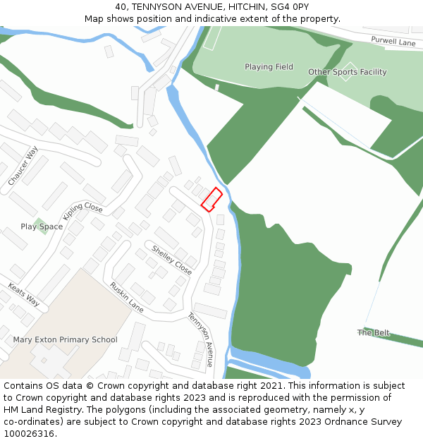 40, TENNYSON AVENUE, HITCHIN, SG4 0PY: Location map and indicative extent of plot