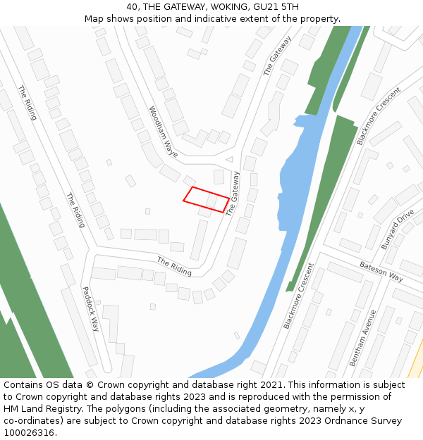 40, THE GATEWAY, WOKING, GU21 5TH: Location map and indicative extent of plot