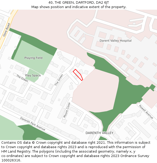 40, THE GREEN, DARTFORD, DA2 6JT: Location map and indicative extent of plot