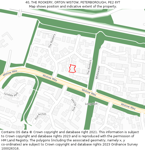 40, THE ROOKERY, ORTON WISTOW, PETERBOROUGH, PE2 6YT: Location map and indicative extent of plot