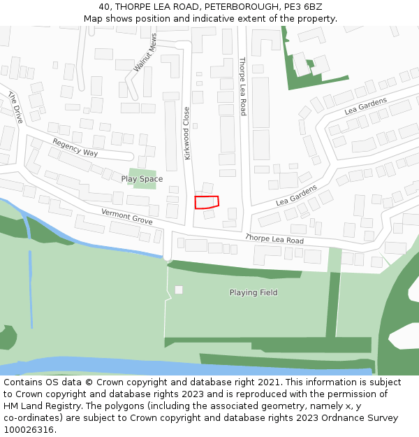 40, THORPE LEA ROAD, PETERBOROUGH, PE3 6BZ: Location map and indicative extent of plot