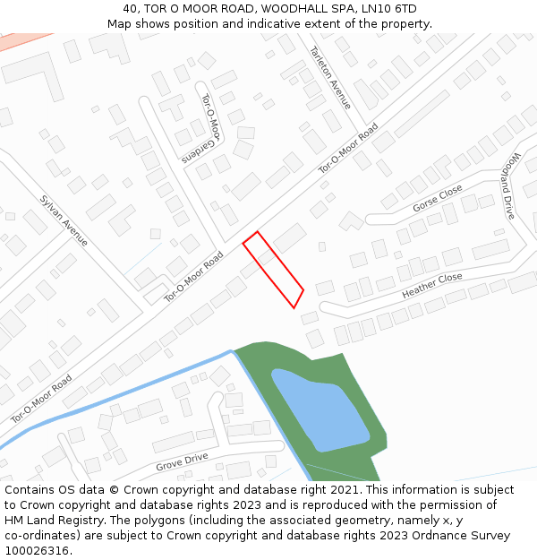 40, TOR O MOOR ROAD, WOODHALL SPA, LN10 6TD: Location map and indicative extent of plot