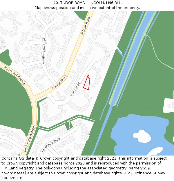 40, TUDOR ROAD, LINCOLN, LN6 3LL: Location map and indicative extent of plot