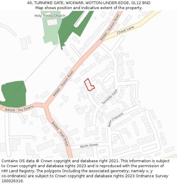 40, TURNPIKE GATE, WICKWAR, WOTTON-UNDER-EDGE, GL12 8ND: Location map and indicative extent of plot