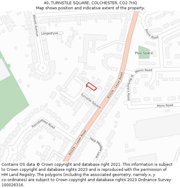 40, TURNSTILE SQUARE, COLCHESTER, CO2 7HQ: Location map and indicative extent of plot