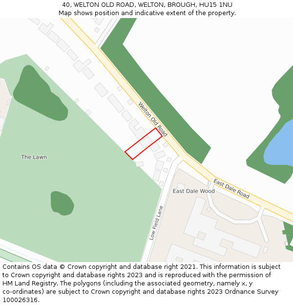 40, WELTON OLD ROAD, WELTON, BROUGH, HU15 1NU: Location map and indicative extent of plot