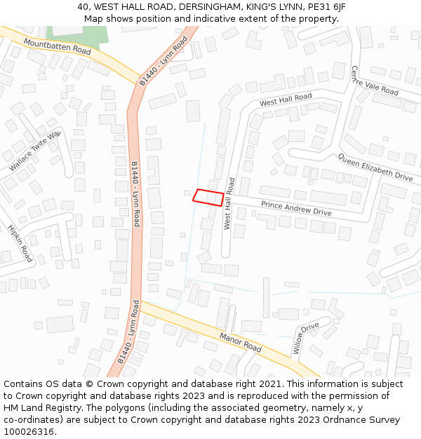 40, WEST HALL ROAD, DERSINGHAM, KING'S LYNN, PE31 6JF: Location map and indicative extent of plot