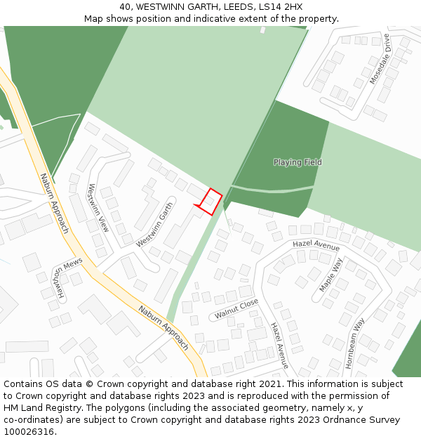 40, WESTWINN GARTH, LEEDS, LS14 2HX: Location map and indicative extent of plot